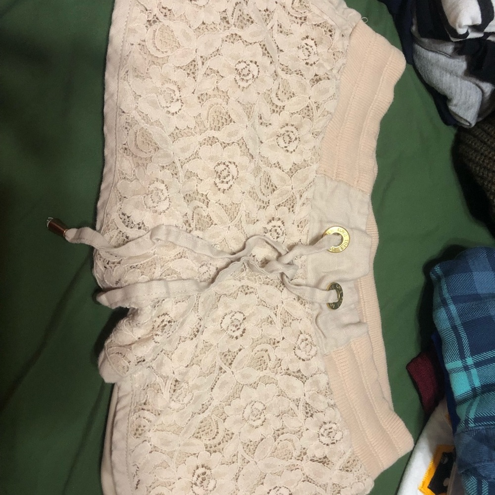 Love Tree Lace Overlay Drawstring Shorts - medium